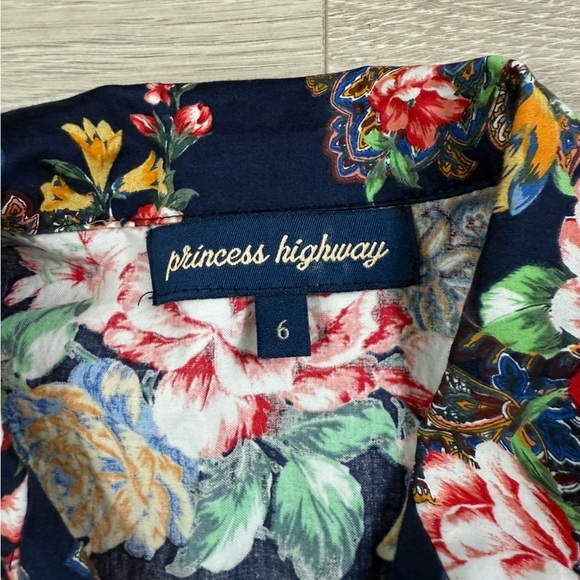 Princess Highway Cotton Floral Rose Print Poplin A-Line Sleeveless Shirt Dress - Picture 3 of 11